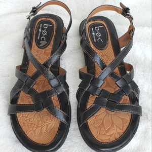 b.o.c. Black Strapped Sandals Size 6